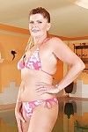 Lusty granny with sexy ass and unshaven cooter taking off her bikini