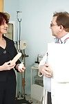 Gyno office visit with hairy cunt Grandma spreading wide for the doc