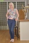 Blonde over 50 MILF Jade Wilson revealing nice all natural granny tits