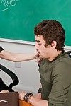 Busty milf in stockings Brandi Love forces young stud into oral and hardcore fuck at the college