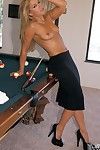 Brunette milf Inari Vachs playing billiard and sexily stripping kick by kick