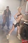 Bare boobed blonde Stormy Daniels makes a strip performance when under arms