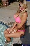 Cock crazy milf Vicky Vette enjoys two massive cocks by the pool sucking and fucking them