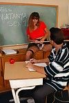 Mature teacher in stockings Katanya gets banged by hairy student in classroom