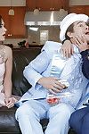 Mon and teen threesome with cocksuckers Eva Notty and Gia Paige taking jizz