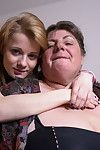 Naughty old and teen lesbian couple go at it