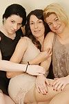 Three naughty old and young lesbians having fun