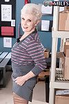 Granny boss fucked by two new workers in office threesome