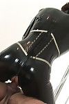 Sexual lady sonia fucks in rubber catsuit