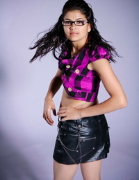 Nerdy Indian doll covers say no to divest breasts with say no to hands in a thong